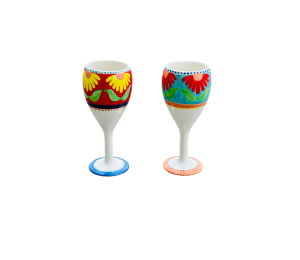 Fish Creek Floral Wine Glass Set